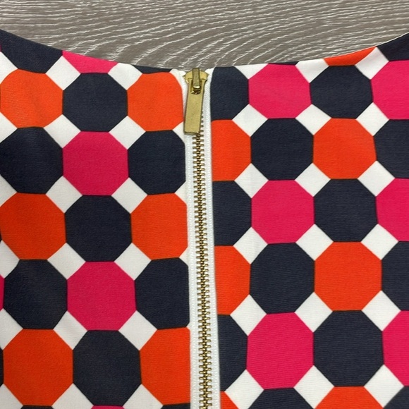 NWOT Eliza J Geo Print Jersey Shift Dress 3/4 Sleeve Exposed Back Zipper 8P - Picture 16 of 16